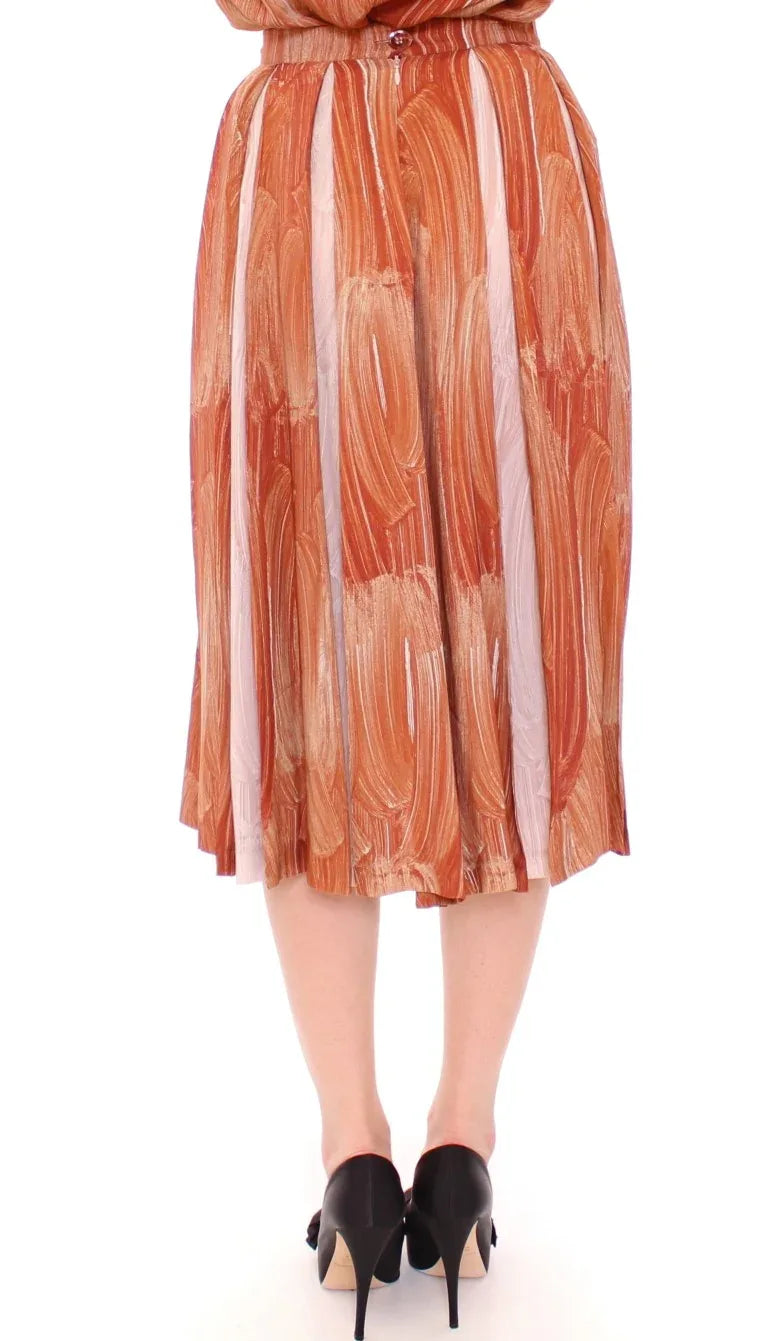 Licia Florio Brown Orange Below Knee Full Skirt - Zeiniez