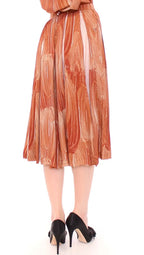 Licia Florio Brown Orange Below Knee Full Skirt - Zeiniez