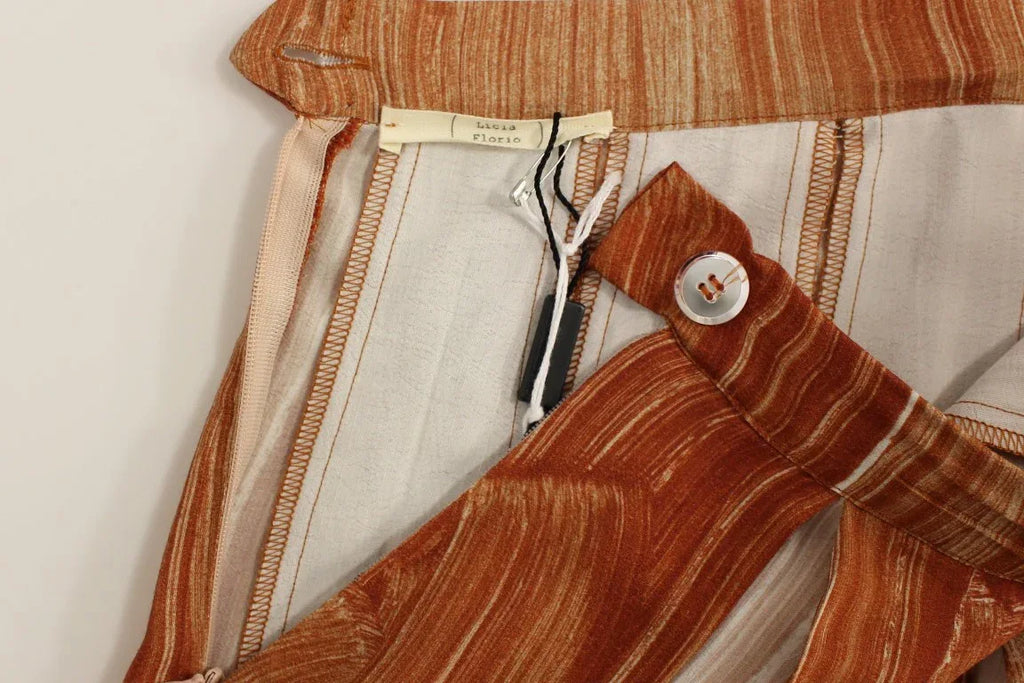 Licia Florio Brown Orange Below Knee Full Skirt - Zeiniez