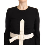 Givenchy Black Wool Long Sleeves Belted Mini Sheath Dress - Zeiniez