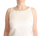 Elisabetta Franchi White Polyester Sleeveless Mini Shift Dress - Zeiniez