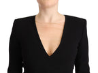 Dsquared² Black Long Sleeves Deep V-neck Mini Sheath Dress - Zeiniez