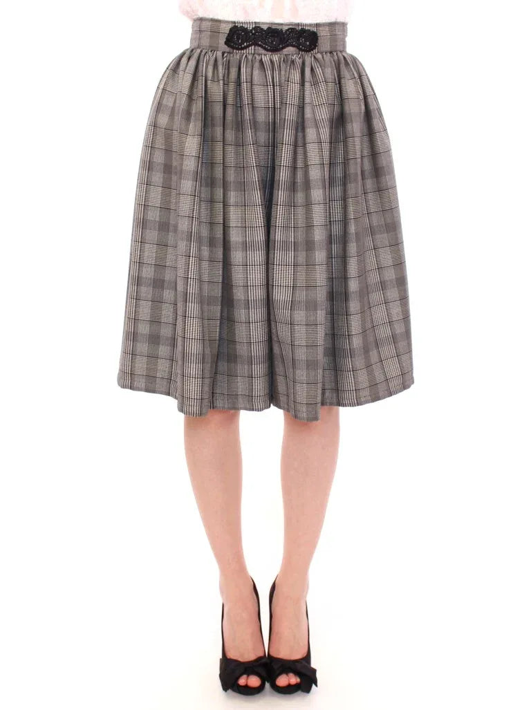 NOEMI ALEMÁN Gray Checkered Wool Shorts Skirt - Zeiniez