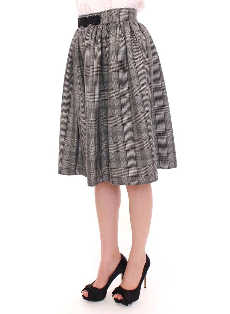 NOEMI ALEMÁN Gray Checkered Wool Shorts Skirt - Zeiniez
