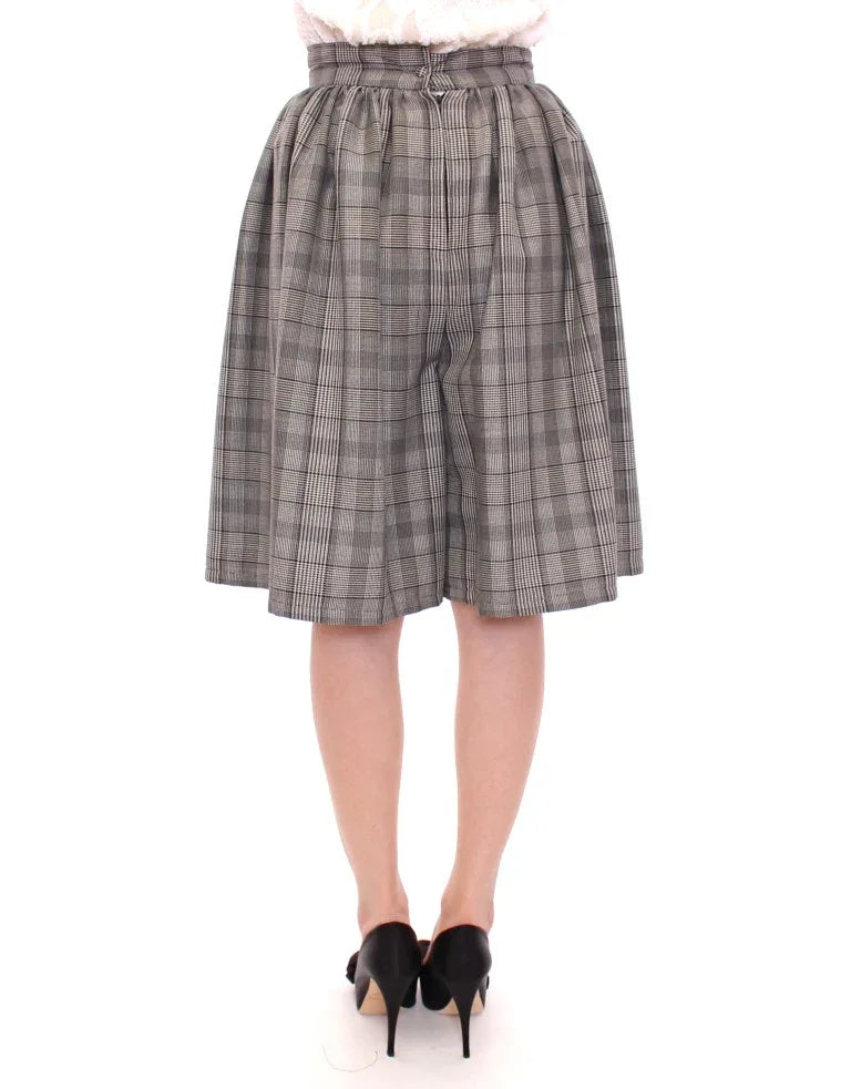 NOEMI ALEMÁN Gray Checkered Wool Shorts Skirt - Zeiniez
