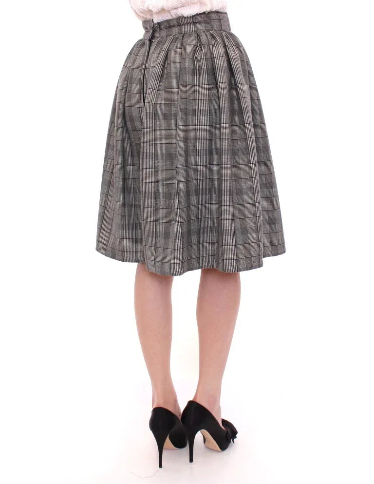 NOEMI ALEMÁN Gray Checkered Wool Shorts Skirt - Zeiniez