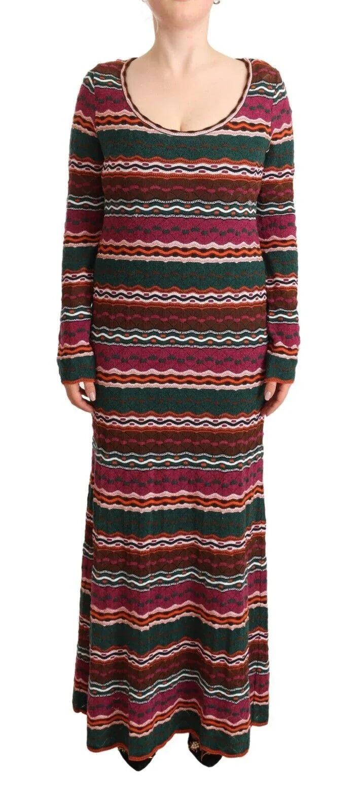 Missoni Multicolor Stripe Wool Knitted Maxi Sheath Dress - Zeiniez