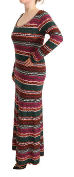 Missoni Multicolor Stripe Wool Knitted Maxi Sheath Dress - Zeiniez