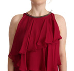 PLEIN SUD Orchid Silk Sleeveless Long Maxi Ruffle Shift Dress - Zeiniez