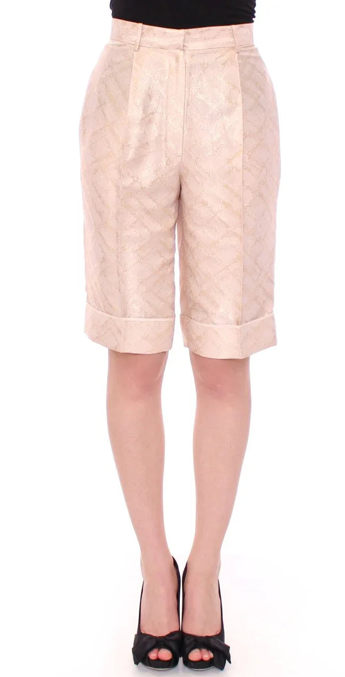 Zeyneptosun Beige Brocade Above Knee Shorts - Zeiniez