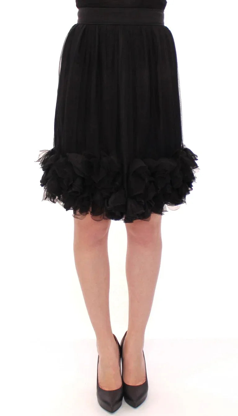 Dolce & Gabbana Black Silk Transparent Above Knees Skirt - Zeiniez