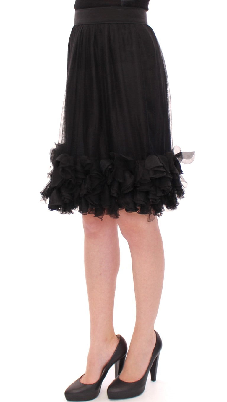 Dolce & Gabbana Black Silk Transparent Above Knees Skirt Dolce & Gabbana