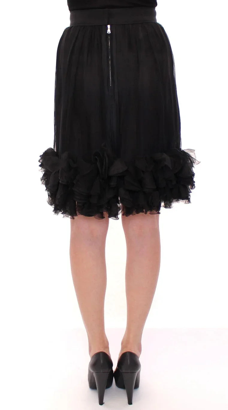 Dolce & Gabbana Black Silk Transparent Above Knees Skirt - Zeiniez