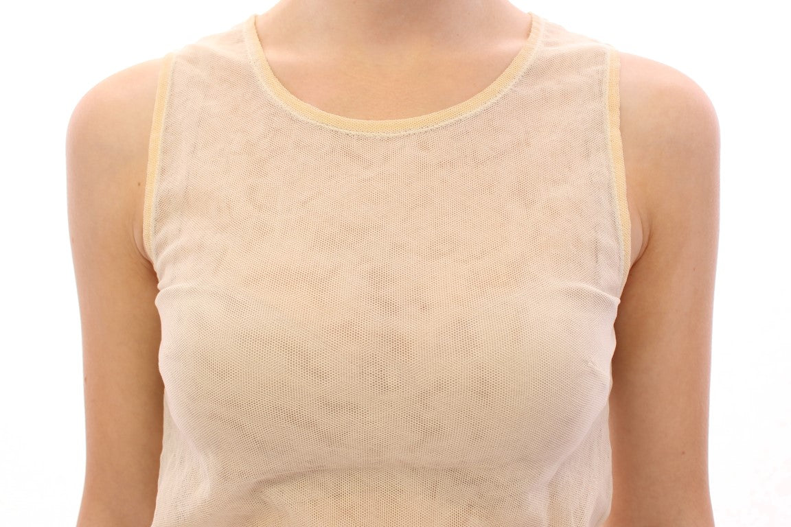 Dolce & Gabbana Beige Sleeveless Cotton Top Tank Blouse Dolce & Gabbana