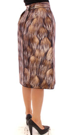 Dolce & Gabbana Brown Floral Silk Straight Full Skirt - Zeiniez