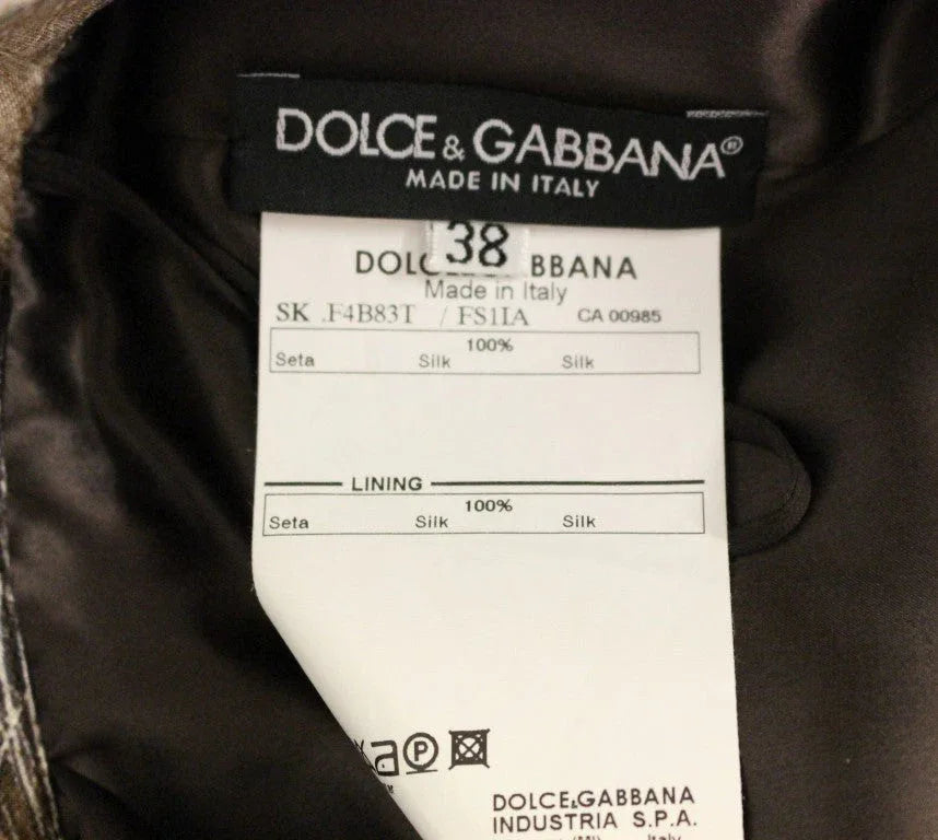 Dolce & Gabbana Brown Floral Silk Straight Full Skirt - Zeiniez