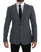Dolce & Gabbana Blue Checkered Slim Fit Blazer Jacket Dolce & Gabbana