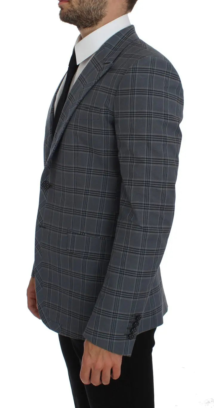Dolce & Gabbana Blue Checkered Slim Fit Blazer Jacket Dolce & Gabbana