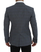 Dolce & Gabbana Blue Checkered Slim Fit Blazer Jacket Dolce & Gabbana