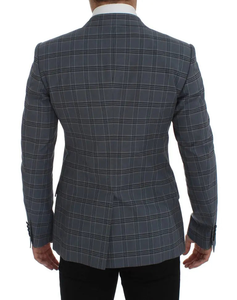 Dolce & Gabbana Blue Checkered Slim Fit Blazer Jacket Dolce & Gabbana