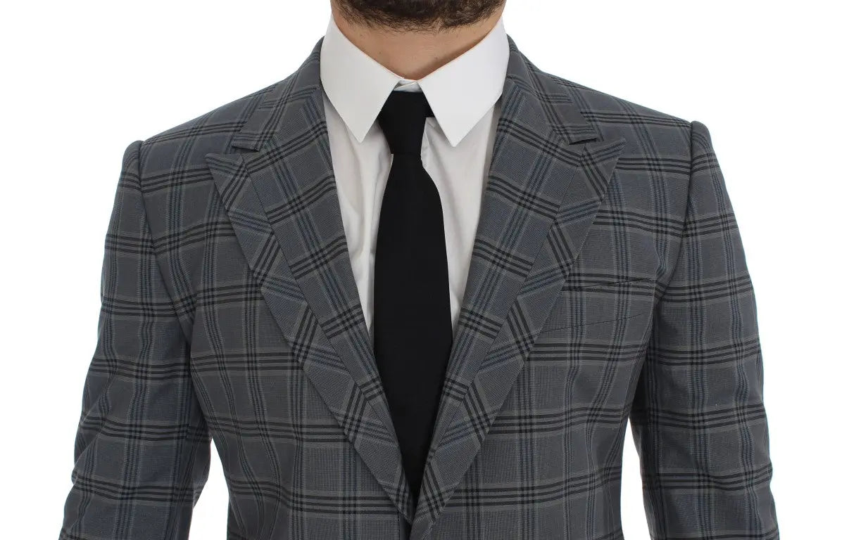 Dolce & Gabbana Blue Checkered Slim Fit Blazer Jacket Dolce & Gabbana