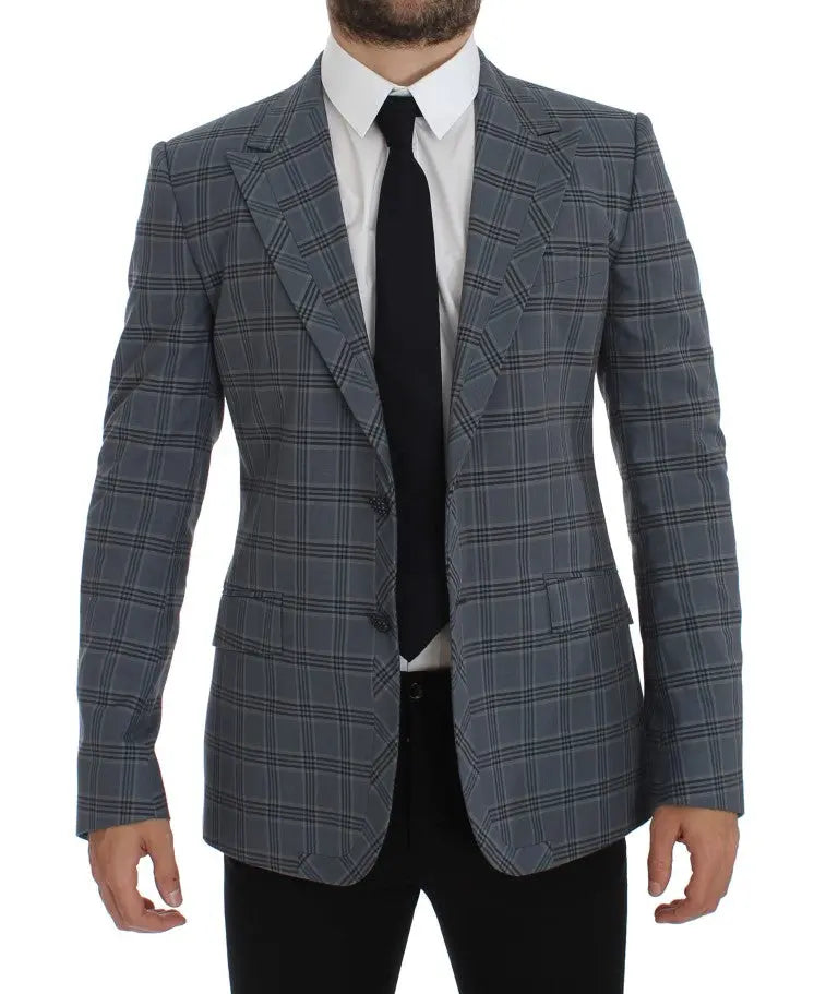 Dolce & Gabbana Blue Checkered Slim Fit Blazer Jacket Dolce & Gabbana
