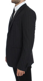 Dolce & Gabbana Gray Striped Slim Fit Wool Blazer Dolce & Gabbana