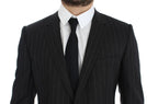 Dolce & Gabbana Gray Striped Slim Fit Wool Blazer Dolce & Gabbana