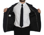 Dolce & Gabbana Gray Striped Slim Fit Wool Blazer Dolce & Gabbana