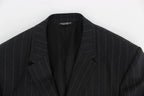 Dolce & Gabbana Gray Striped Slim Fit Wool Blazer Dolce & Gabbana