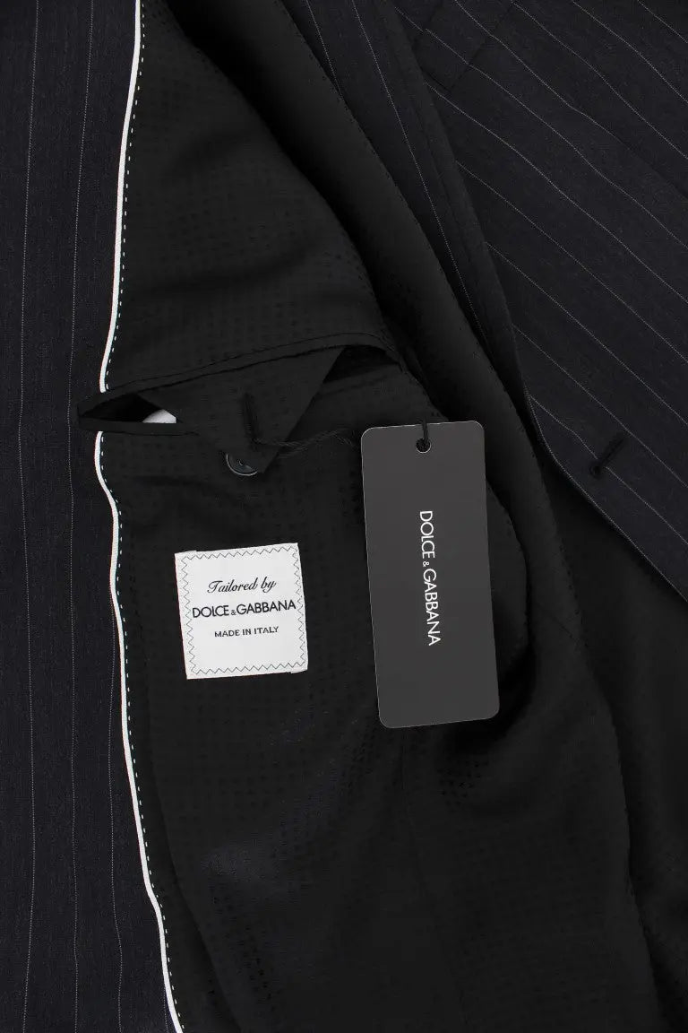 Dolce & Gabbana Gray Striped Slim Fit Wool Blazer Dolce & Gabbana