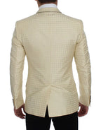 Dolce & Gabbana Beige Polka Dot Silk 2 Piece Blazer Dolce & Gabbana
