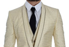 Dolce & Gabbana Beige Polka Dot Silk 2 Piece Blazer Dolce & Gabbana