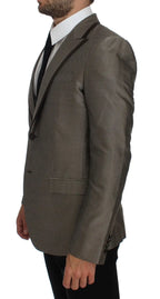 Dolce & Gabbana Brown Slim Fit Silk Two Button Blazer Dolce & Gabbana