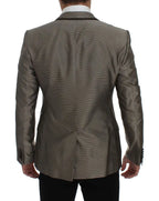 Dolce & Gabbana Brown Slim Fit Silk Two Button Blazer Dolce & Gabbana