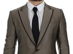 Dolce & Gabbana Brown Slim Fit Silk Two Button Blazer Dolce & Gabbana