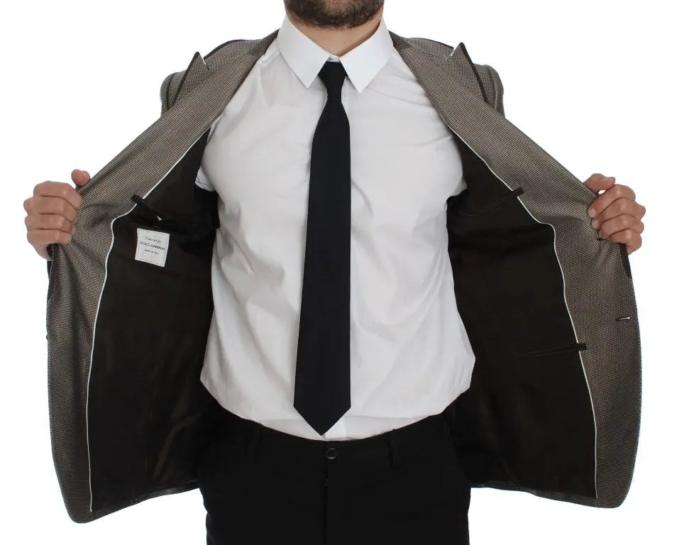 Dolce & Gabbana Brown Slim Fit Silk Two Button Blazer Dolce & Gabbana
