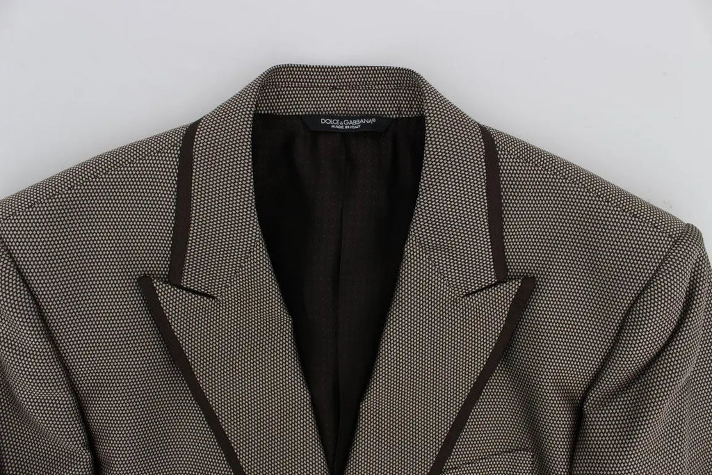 Dolce & Gabbana Brown Slim Fit Silk Two Button Blazer Dolce & Gabbana