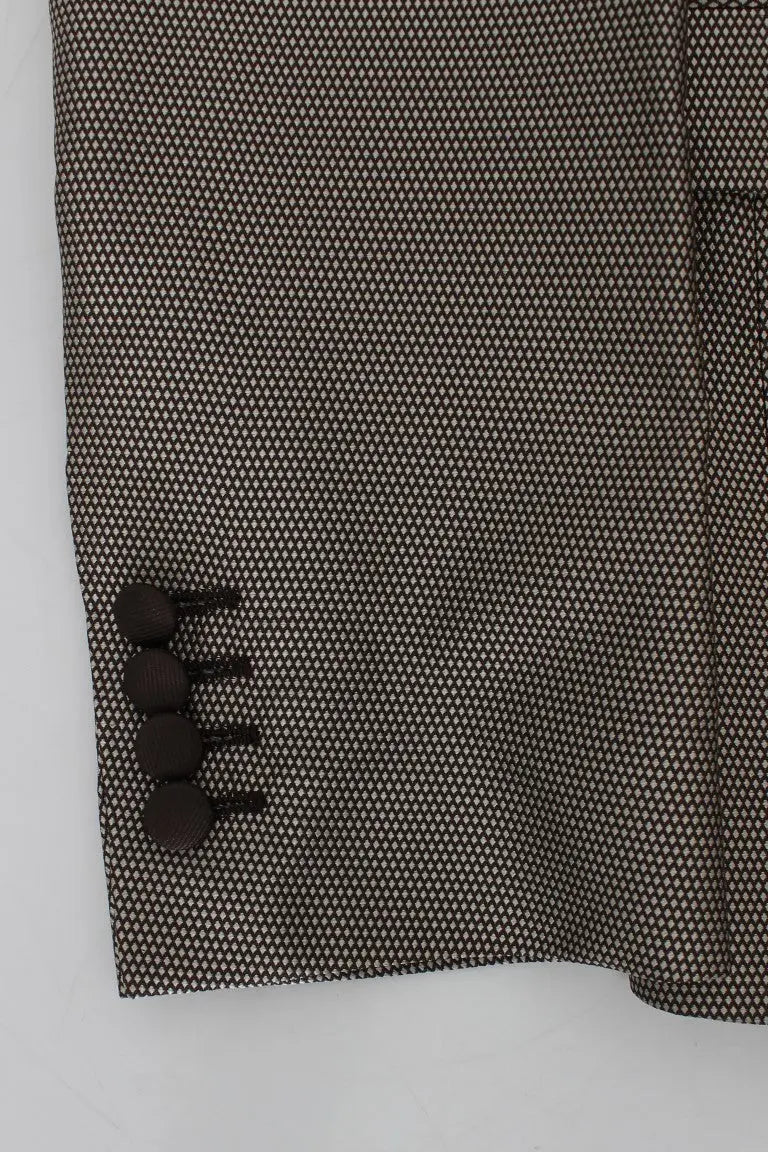 Dolce & Gabbana Brown Slim Fit Silk Two Button Blazer Dolce & Gabbana