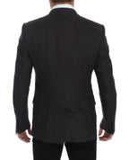 Dolce & Gabbana Gray Slim Fit Linen Blazer Jacket Dolce & Gabbana