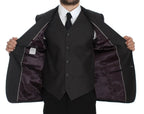 Dolce & Gabbana Gray Slim Fit Linen Blazer Jacket Dolce & Gabbana