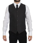Dolce & Gabbana Gray Slim Fit Linen Blazer Jacket Dolce & Gabbana