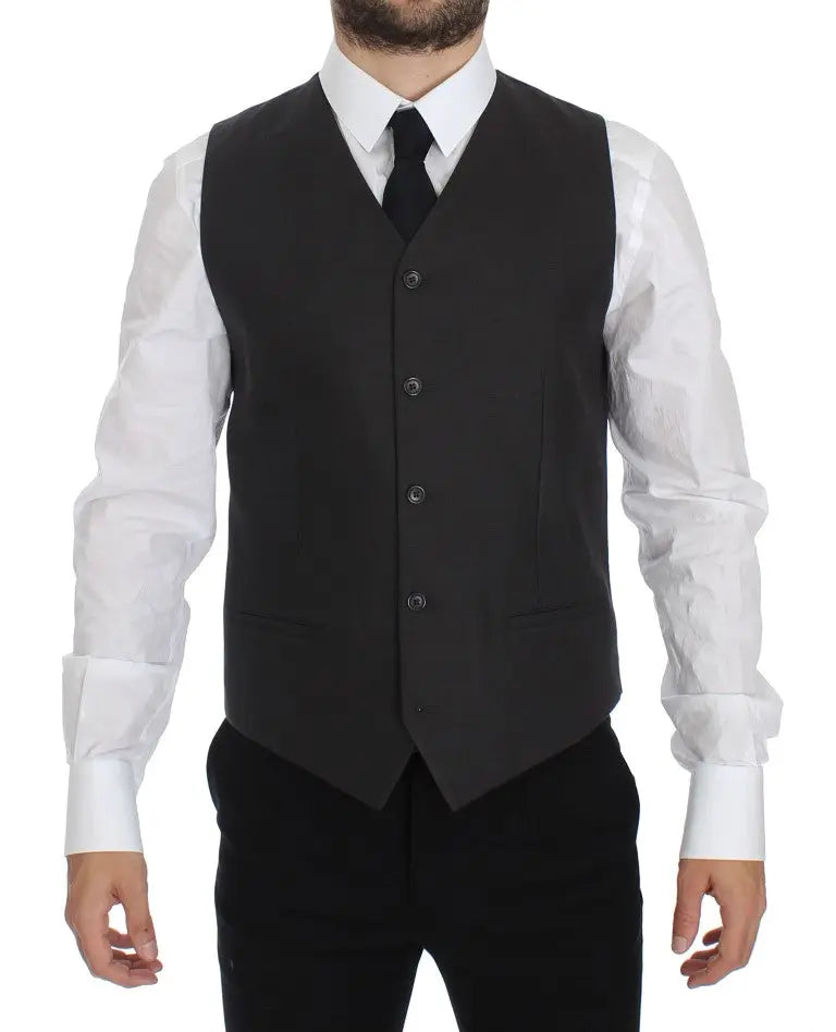 Dolce & Gabbana Gray Slim Fit Linen Blazer Jacket Dolce & Gabbana