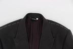 Dolce & Gabbana Gray Slim Fit Linen Blazer Jacket Dolce & Gabbana
