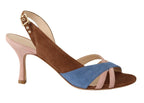 GIA COUTURE Multicolor Suede Leather Slingback Heels Sandals Shoes - Zeiniez