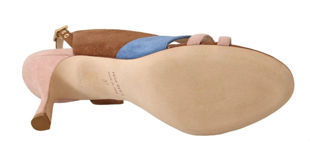 GIA COUTURE Multicolor Suede Leather Slingback Heels Sandals Shoes - Zeiniez