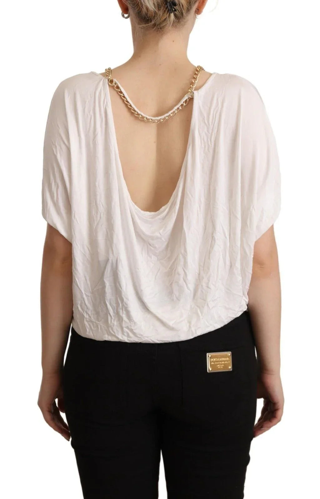 Guess By Marciano White Short Sleeves Gold Chain T-shirt Top - Zeiniez