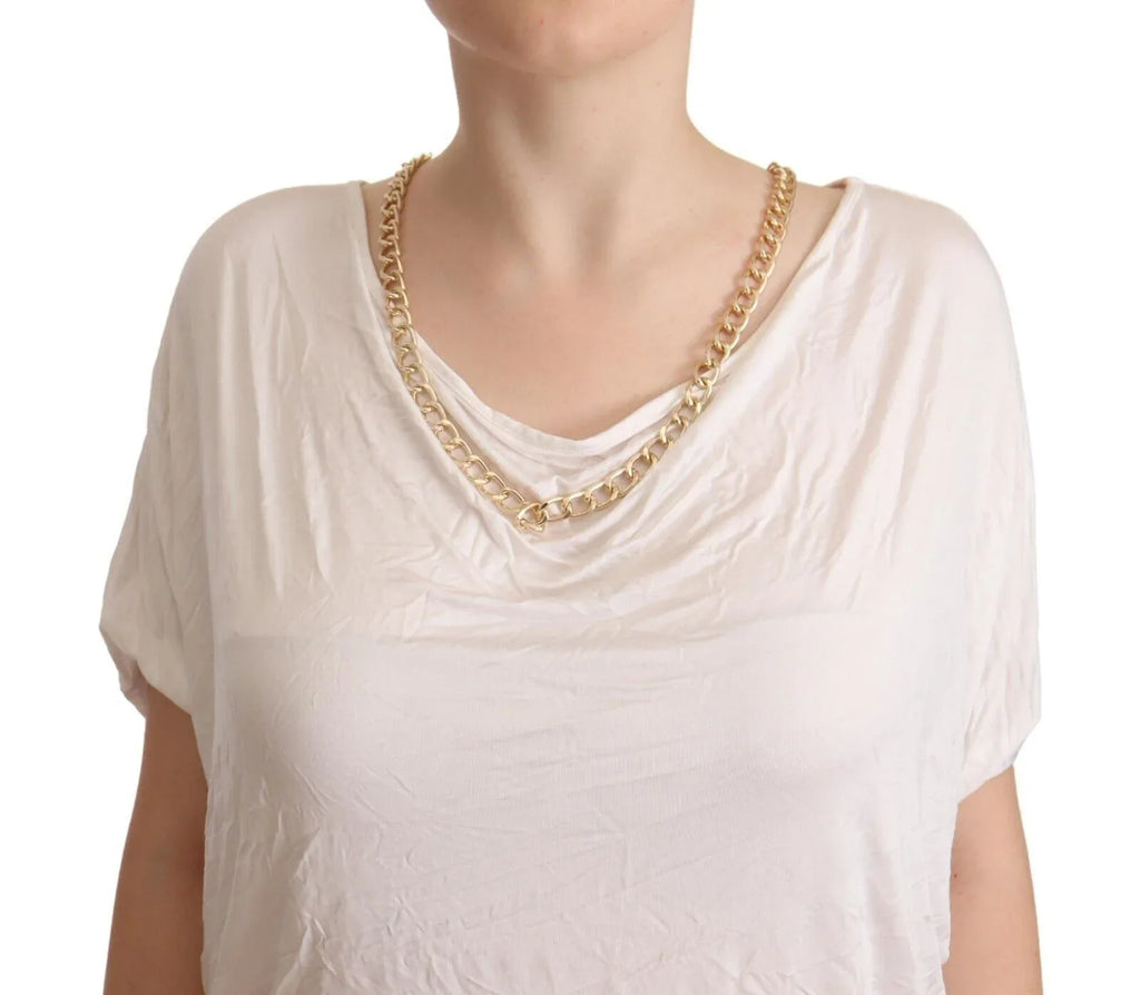 Guess By Marciano White Short Sleeves Gold Chain T-shirt Top - Zeiniez