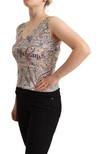 John Galliano Multicolor Cotton Sleeveless V-neck Tank Top - Zeiniez
