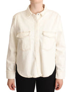 Levi's White Cotton Collared Long Sleeves Button Down Polo Top - Zeiniez